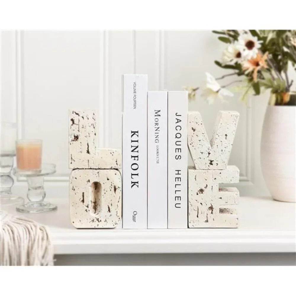 Love Bookends Decorative Resin Heavy Duty Book Holder Farmhouse Shelf Decor